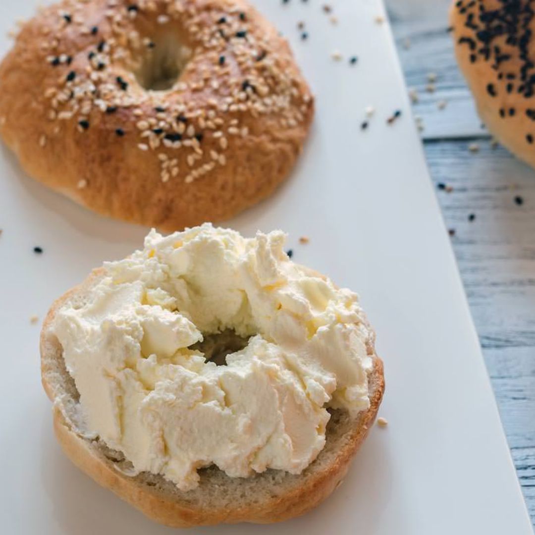 sesame bagel with toppings
